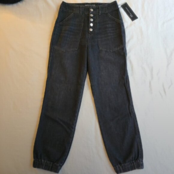 Veronica Beard Bolton Elastic Hem High Rise Washed Black Button Fly - Picture 12 of 12